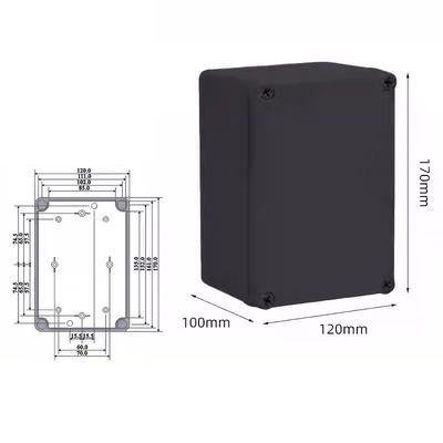 Czarny kolor śruby z tworzyw sztucznych IP66 plastikowe odporne na działanie pogody skrzynia łącznikowa 170*120*100mm