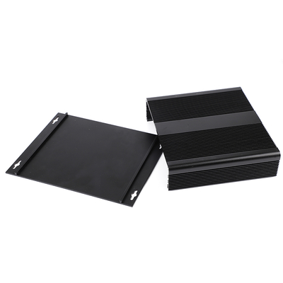 Obudowa aluminiowa wytłaczana duża 204x48x150mm z bokami radiatora w kolorze czarnym srebrnym